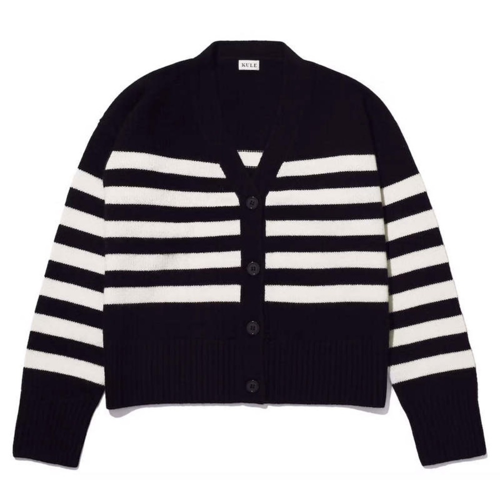Kule Raffa Cardigan Size Medium Cashmere Wool Blend Black White